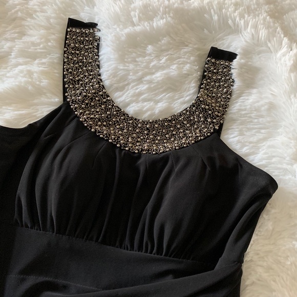 LBD! Black Fitted Dress w/ Beaded Neckline Sz Sm - Picture 5 of 5